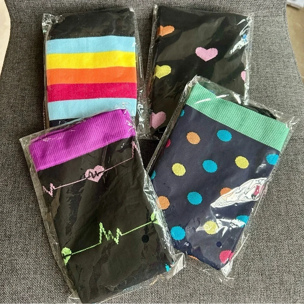 PLUS Size, Fun, Abstract Compression Socks, Colorful, Neon, Travel (1 Pair)